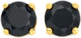 9ct+Gold+Black+Sapphire+5mm+Stud+Earrings