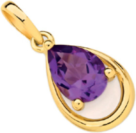 9ct+Gold+Amethyst+Oval+Open+Teardrop+Pendant