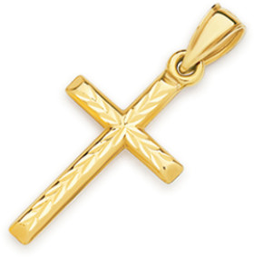 9ct+Gold+Diamond+Cut+Cross+Pendant