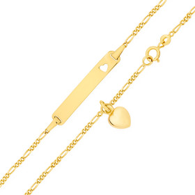 9ct-Gold-16cm-Figaro-Heart-Charm-Identity-Bracelet on sale