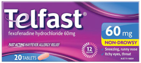 Telfast-Allergy-Hayfever-Relief-60mg-20-Tablets on sale