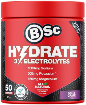 BSc-Hydrate-3x-Electrolytes-Salty-Grape-325g on sale