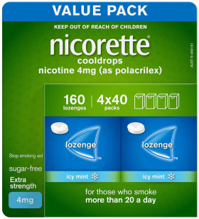 Nicorette-Cooldrops-Quit-Smoking-Nicotine-Lozenges-Icy-Mint-4mg-160-Pack on sale