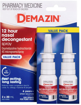 Demazin+12+Hour+Relief+Nasal+Decongestant+Spray+2+x+20mL+Value+Pack