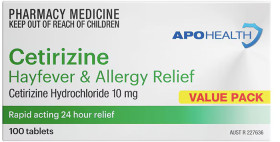 Apohealth-Cetirizine-Hayfever-Allergy-Relief-100-Tablets on sale