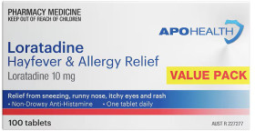 Apohealth-Loratadine-Hayfever-Allergy-Relief-100-Tablets on sale