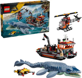 LEGO-Jurassic-World-Mosasaurus-Dinosaur-Boat-Attack-77983 on sale