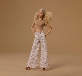 Barbie-Signature-Basics-Model-07-Doll-with-Blonde-Hair-in-White-Pants-with-Golden-Print on sale