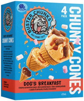NEW-Buster-Chunks-Dogs-Breakfast-Chunky-Ice-Cream-Cones-4-Pack on sale