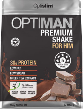 Optiman-Premium-Shake-Chocolate-784g on sale