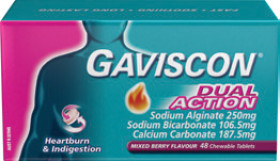 Gaviscon+Dual+Action+Mixed+Berry+48+Chewable+Tablets