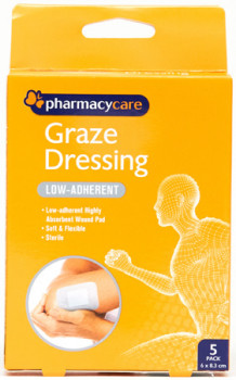 Pharmacy-Care-Low-Adherent-Graze-Dressing-5-Pack on sale