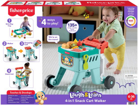 Fisher-Price-Laugh-Learn-4-in-1-Snack-Cart-Walker-Baby-Toddler-Learning-Toy on sale