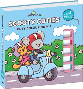 Happy-Days-Scooty-Cuties-Cosy-Colouring-Kit-by-Elena-Aiello-Book on sale