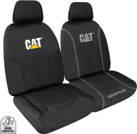 Caterpillar-Canvas-Icon-Seat-Covers-Black-Front on sale