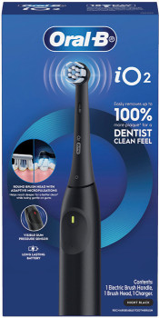 Oral-B-iO2-Clean-Gentle-Rechargeable-Toothbrush-Black-1-Each on sale