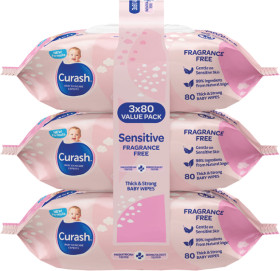 Curash+Sensitive+Wipes+3+x+80+Value+Pack
