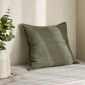 Sorano-Linen-Blend-Cushion-Olive on sale