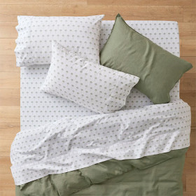 Tobago+Cotton+Sheet+Set+-+White%2Fgreen