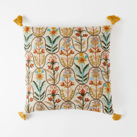 Botany-Embroidered-Cushion-IvoryMulti on sale