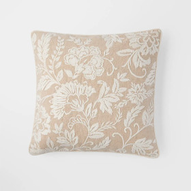 Greer-Embroidered-Floral-Cushion-Natural on sale