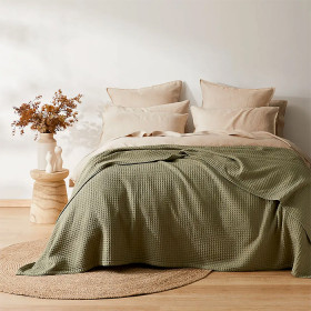 Sebastian-Waffle-Blanket-Olive-Green on sale
