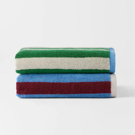 Maverick-Striped-Towel-Range-SpinachOat-Stripe on sale