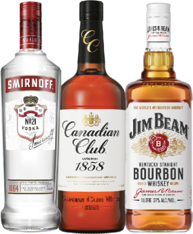 Smirnoff-Red-Label-Vodka-Canadian-Club-Original-Whisky-or-Jim-Beam-White-Label-Bourbon-1-Litre on sale
