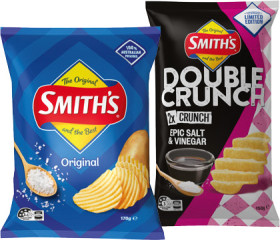 Smiths-Crinkle-Cut-or-Double-Crunch-Chips-150170g-Selected-Varieties on sale