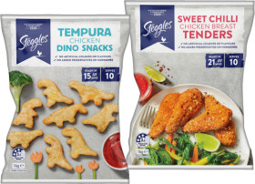 Steggles-Dino-Snacks-or-Chicken-Breast-Tenders-1kg-Selected-Varieties on sale