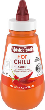 MasterFoods-Hot-Chilli-Squeezy-Sauce-250mL on sale