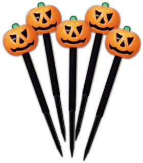 Click-Pumpkin-33cm-Halloween-Solar-Stake-Lights-in-Orange-Pack-of-5 on sale