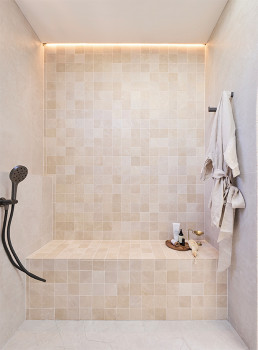 Beaumont-Tiles-Bedrock-Marble-100mm-x-100mm-Tumbled-Tile-in-Crema-Marfil-Used-as-the-Vanity-Splashback on sale