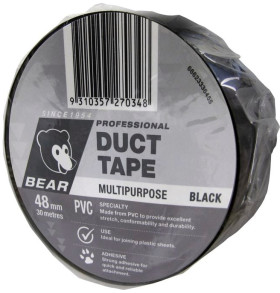 Bear-48mm-x-30m-Black-PVC-Duct-Tape on sale