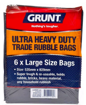 Grunt+44L+Large+Ultra+Heavy+Duty+Trade+Rubble+Bags+Pack+of+6