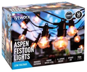 Lytworx-Aspen-Indooroutdoor-Low-Voltage-Connectable-LED-Festoon-Lights-in-Warm-White-Set-of-50 on sale