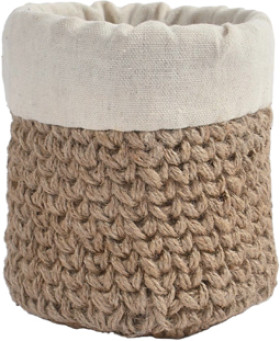 Yarra+Textiles+15cm+x+12cm+x+12cm+Jute+Multi-Purpose+Mini+Storage+Basket+with+Liner+in+Beige