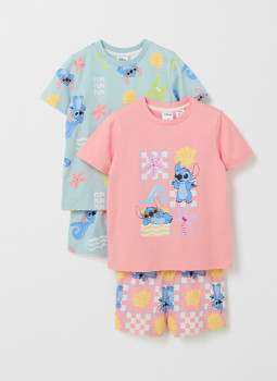 Disney-Organic-Cotton-2-Pack-Younger-Girls-Pyjama-Set-Lilo-Stitch on sale
