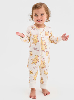 Disney-Winnie-The-Pooh-Organic-Cotton-Baby-Rib-Footless-Coverall on sale