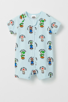 Super-Mario-Organic-Cotton-Baby-Fashion-Zip-Romper on sale