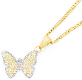 9ct-Gold-Two-Tone-Butterfly-Pendant on sale