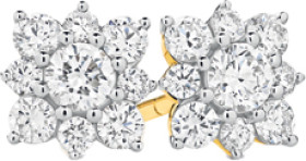 9ct-Gold-Lab-Grown-Diamond-Flower-Cluster-Stud-Earrings on sale