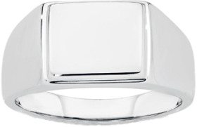 Sterling-Silver-Plain-Bevelled-Rectangle-Top-Signet-Ring-Size-W on sale