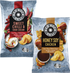 Red-Rock-Deli-Potato-Chips-150g-165g on sale