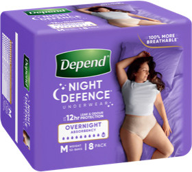 Depend-Night-Defence-Incontinence-Underwear-for-Women-Medium-8-Pack on sale