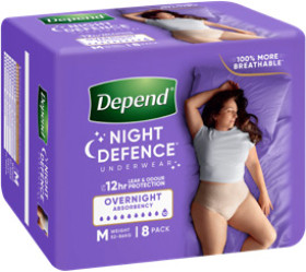 Depend-Night-Defence-Incontinence-Underwear-For-Women-Medium-8-Pack on sale