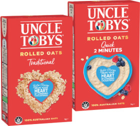 Uncle-Tobys-Traditional-or-Quick-Rolled-Oats-1kg on sale