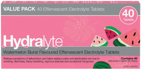 Hydralyte+Watermelon+Burst+Flavoured+Electrolyte+40+Effervescent+Tablets