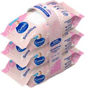 Curash-Sensitive-Wipes-3-x-80-Value-Pack on sale