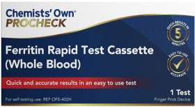 Chemists%26%23039%3B+Own+Procheck+Ferritin+Rapid+Test+Cassette+%28Whole+Blood%29+1+Pack